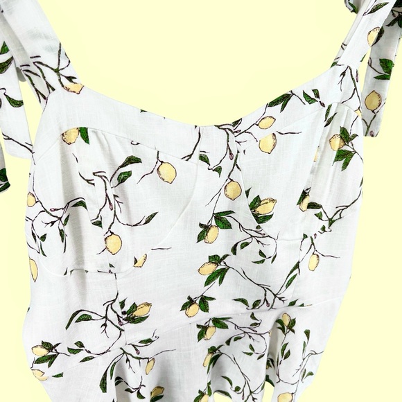 Daisy & Delilah NWT Amani Tie Strap Peplum Top Large Lemon Print Bustier Linen - Picture 6 of 16